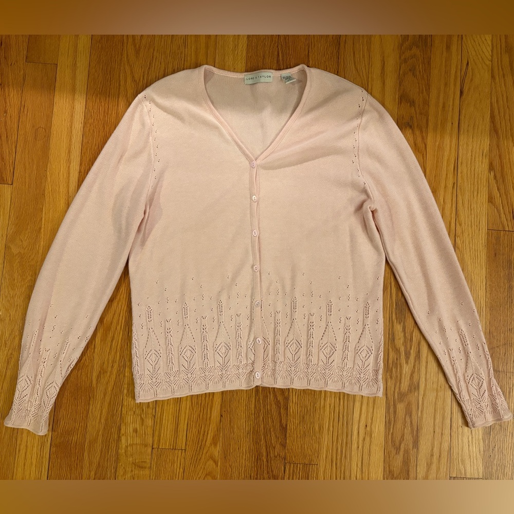 Vintage Lord & Taylor Light Pink Cardigan Sweater
